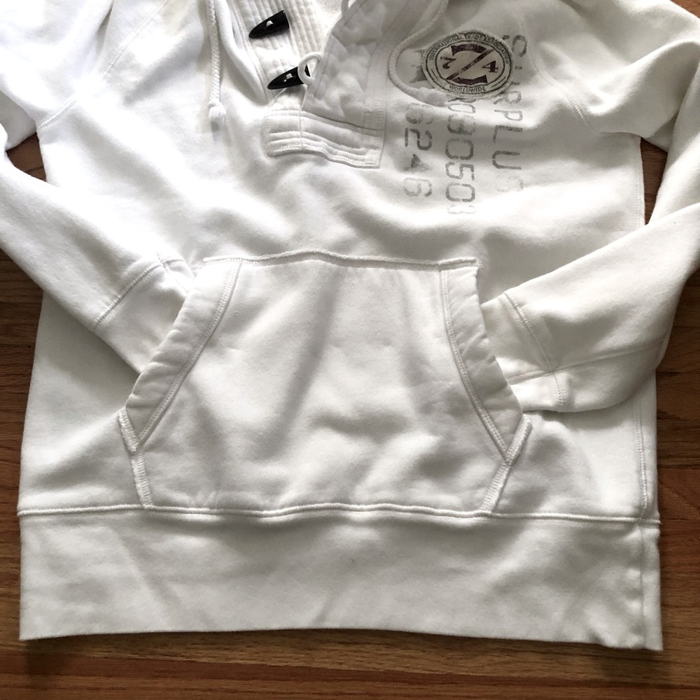 White Hooded Pullover With Toggle Buttons - image 4